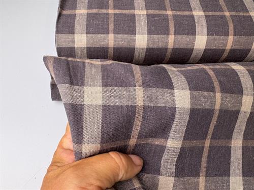 Vævet hør/viscose - fine tern i varme grå toner
