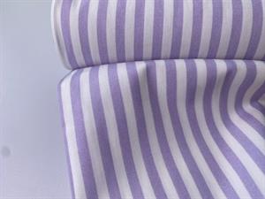Skjortepoplin - trykte striber i flot pastel lilla