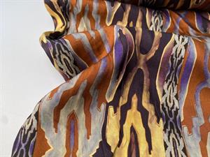 Satinvævet viscose - flotte mønstre i dybe toner