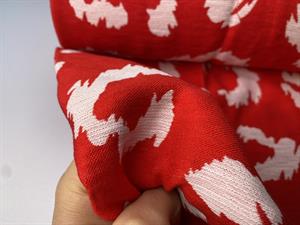 Fastvævet - flot rød med hvidt mønster