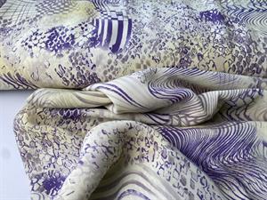 Fastvævet polyester - smukke lilla mønstre