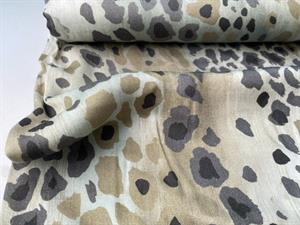 Satinvævet viscose - flotte motiver i grågrønne toner