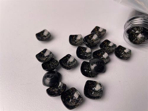 Knap - firkantet med flot glimmer, 11 mm