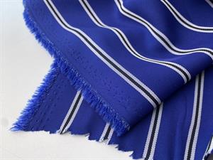 Fastvævet - flot dyb kongeblå med smukke striber