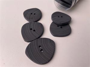 Knap - sort med riflet mat overflade, 38 mm