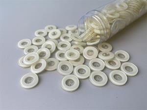 Knap - offwhite med tyk kant, 15 mm