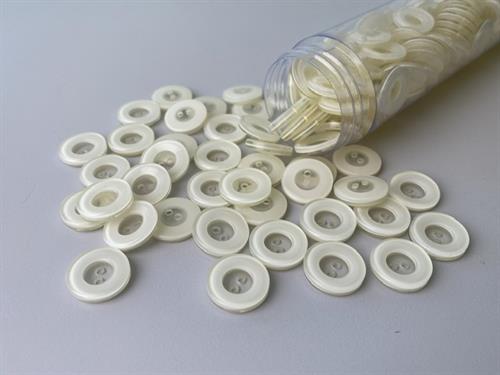 Knap - offwhite med tyk kant, 15 mm