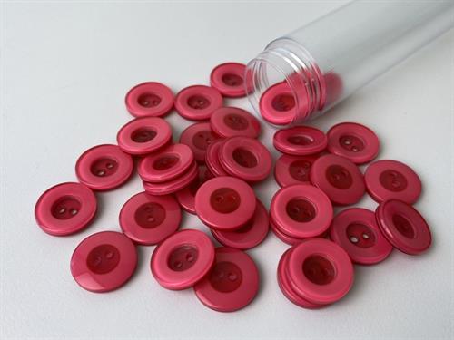 Knap - pink med tyk kant, 15 mm