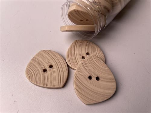 Knap - beige med riflet mat overflade, 38 mm