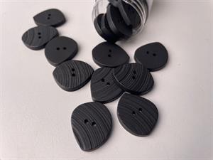 Knap - sort med riflet mat overflade, 23 mm