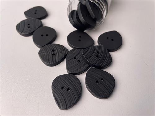 Knap - sort med riflet mat overflade, 23 mm