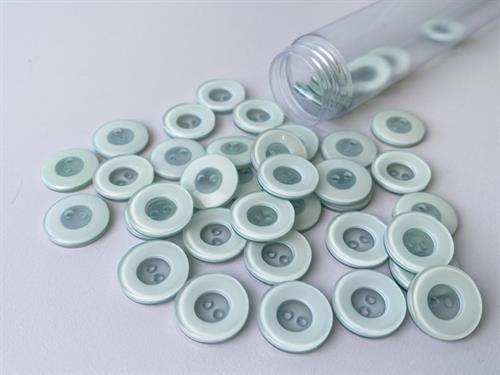 Knap - sart lyseblå med tyk kant, 15 mm