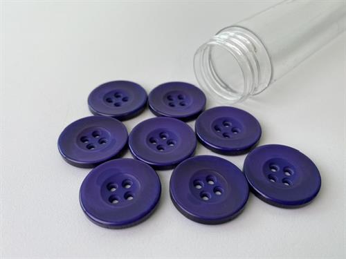 Knap - blank og blålilla, 22 mm