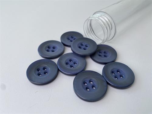 Knap - blank og dueblå, 22 mm