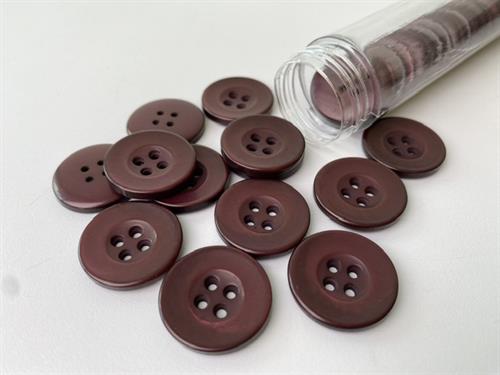 Knap - blank og bordeaux, 22 mm
