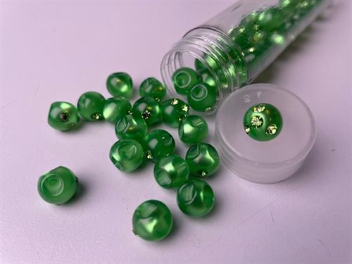 Kugleknap - changerende intens græsgrøn med bling, 12 mm