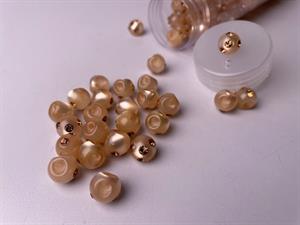 Kugleknap - changerende varm beige med bling, 12 mm