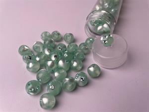 Kugleknap - changerende mint med bling, 12 mm