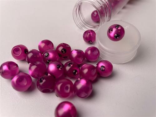Kugleknap - changerende cerise med bling, 12 mm