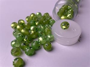 Kugleknap - changerende klokkeblomst grøn med bling, 12 mm