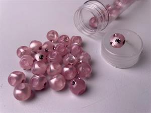 Kugleknap - changerende gammelrosa med bling, 12 mm
