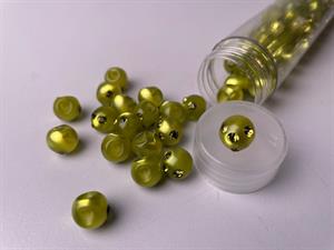 Kugleknap - changerende sennepsgrøn med bling, 12 mm