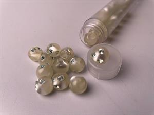 Kugleknap - changerende offwhite med bling, 12 mm