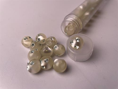 Kugleknap - changerende offwhite med bling, 12 mm