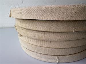 Bændelbånd - hel rulle diagonalvævet beige, 20 mm, 50 m