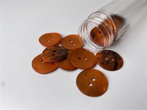 Perlemorsknap - mørk orange, 20 mm