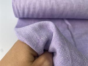 Vævet hør/bomuld - chambré herringbone lavender