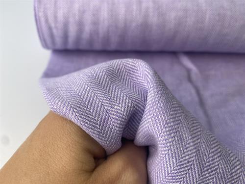 Vævet hør/bomuld - chambré herringbone lavender