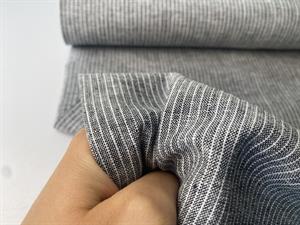 Vævet hør/bomuld - chambré melange stripes black