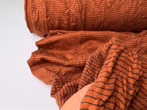 Viscosejersey - finstrik i cognac stribet, crepet