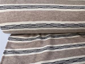 Viscosejersey - sand med grå og offwhite kæde