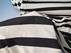 Viscosejersey - semitransparent sort og offwhite, lækker 