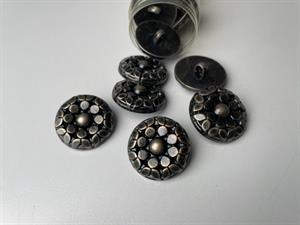 Let metalknap - oxyderet blomst 25 mm