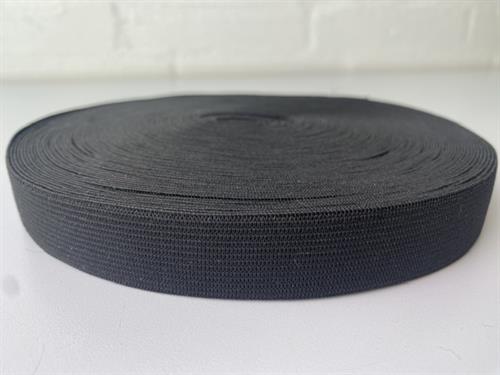 Hel rulle sort elastik, 23 mm bred
