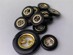 Knap - plastik og metal, 37 mm og 10 stk.