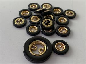 Knap - plastik og metal, 30 mm og 10 stk.