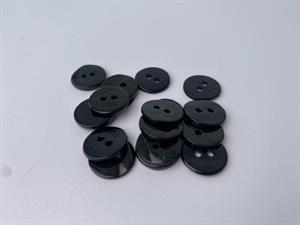 Perlemorsknap - natblå og med lille tekst, 14 mm