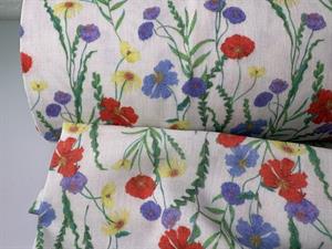 Dobbelt gauze - hvid med blomster 