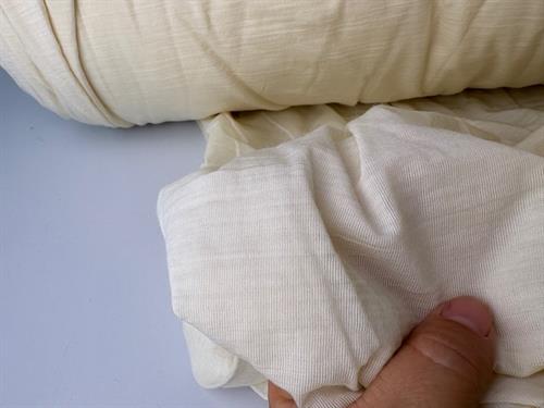 Ubleget og uvasket tynd uldjersey - ecru