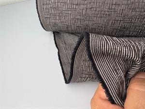Let bomuld - crinkle vævet med smalle striber i sort / offwhite