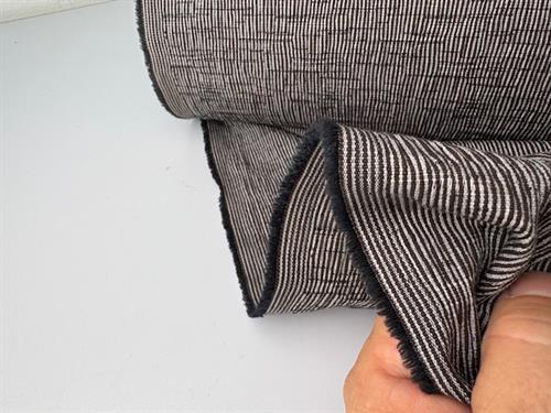 Let bomuld - crinkle vævet med smalle striber i sort / offwhite