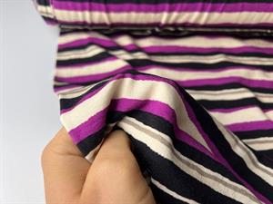 Viscosejersey - stribet med lilla