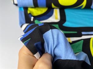 Viscosejersey - abstrakt i fede farver