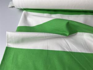 Bomuldsjersey - brede striber i grøn og offwhite