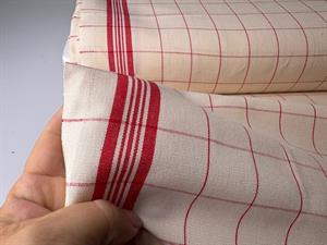 Strofinaccio - hørblanding med garnfarvede striber og tern