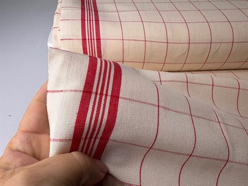 Strofinaccio - hørblanding med garnfarvede striber og tern